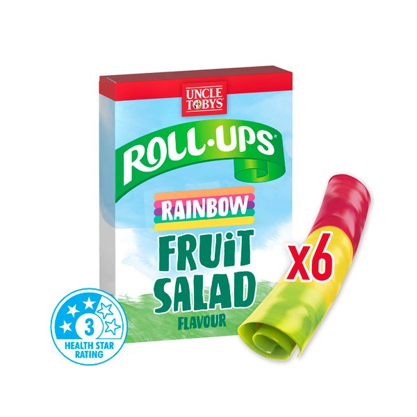 Uncle Tobys Roll Ups Rainbow Fruit Salad 6 Pack | 94g