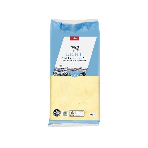 Coles Dairy Tasty Light Cheese Block | 1kg