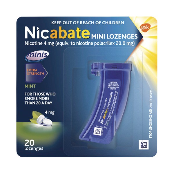 Nicabate Mini Lozenge Quit Smoking Aid Nicotine 1.5mg Regular Strength Mint | 20 pack