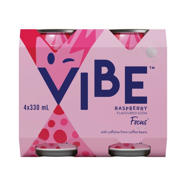 Vibe Soda Focus Raspberry 330mL | 4 pack