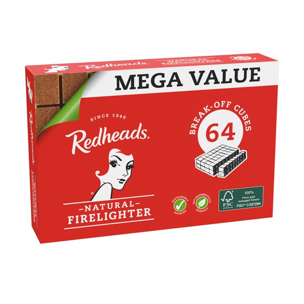 Redheads Megablock Natural Firelighters | 64 pack