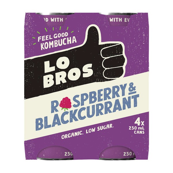 Lo Bros Kombucha Raspberry Blackcurrent 4x250mL | 4 pack