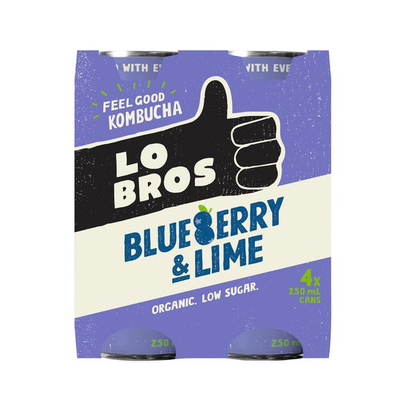 Lo Bros Kombucha Blueberry Lime 4 X 250mL | 4 pack