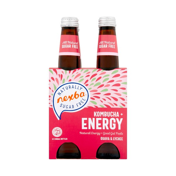 Nexba Kombucha + Energy Drink Lychee & Guava | 4 pack