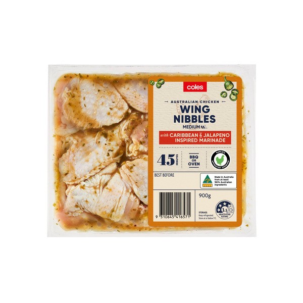 Coles Chicken Wing Nibbles With Caribbean & Jalapeno Inspired Marinade | 900g