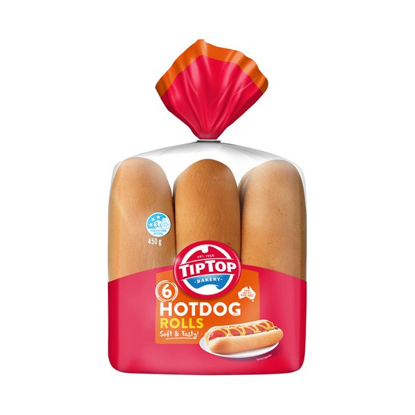 Tip Top White Bread Hot Dog Rolls | 6 pack
