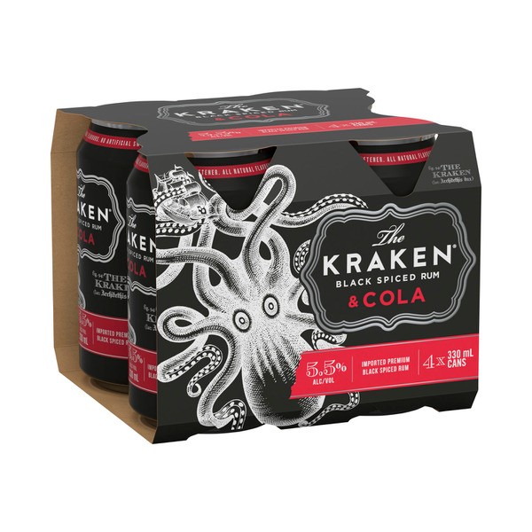 Kraken Spiced Rum And Cola Can 330mL | 4 Pack