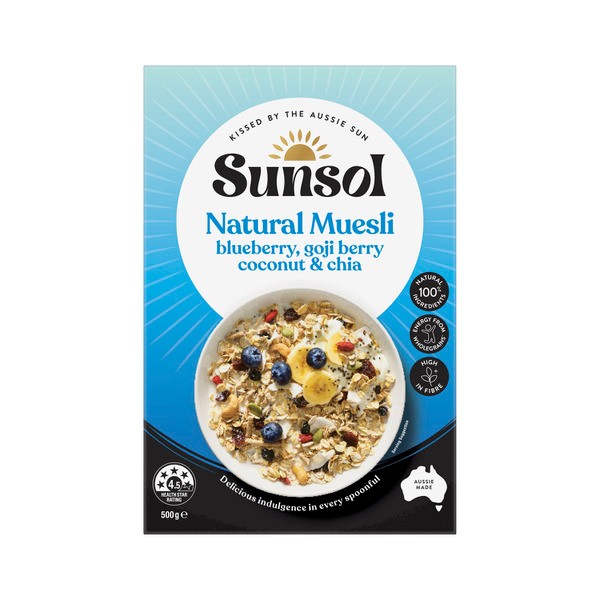  Sunsol Natural Muesli Blueberry Goji Berries Coconut & Chia  | 500g