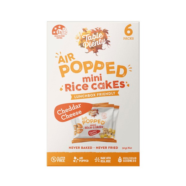 Table Of Plenty Popped Rice Cakes Cheddar Cheese 6 Pack | 90g