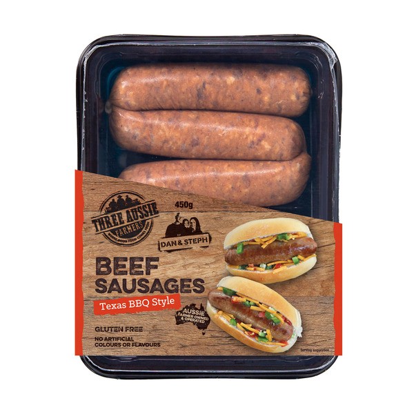 Three Aussie Farmers Texas BBQ Beef Sausage | 450g