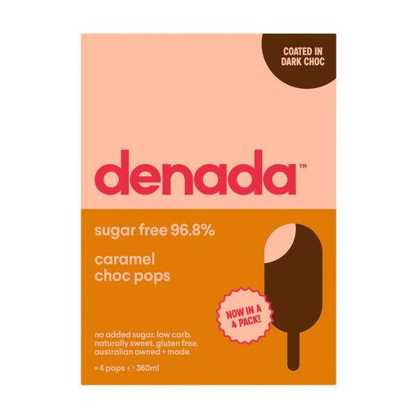 Denada Sugar Free Ice Cream Chocolate Pops Caramel 4 pack | 360mL