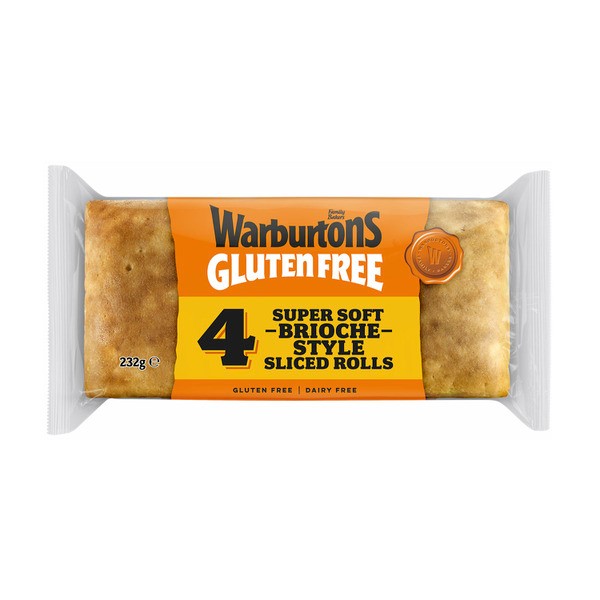Warburtons Gluten Free Soft Sliced Brioche Rolls 4 pack | 240g