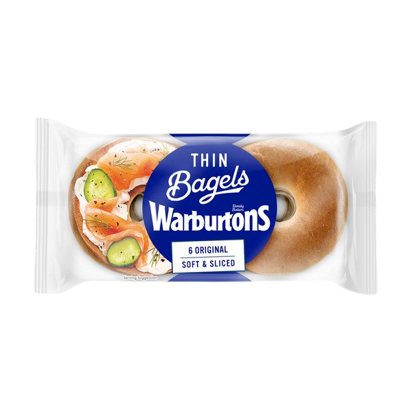 Warburtons Original Thin Bagels 6 pack | 300g