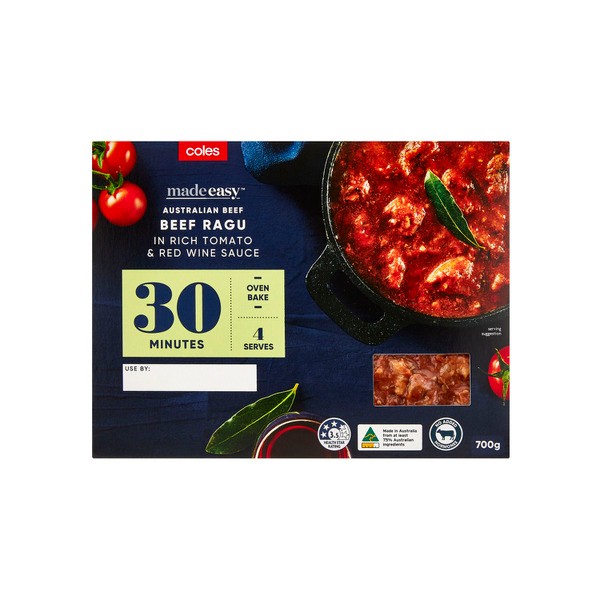 Coles Made Easy Slow Cooked Beef Ragu In Tomato Sauce | 700g