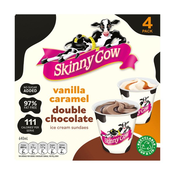 Peters Skinny Cow Double Choc/Vanilla Caramel Sundae Low Fat Ice Cream 4 Pack | 640mL