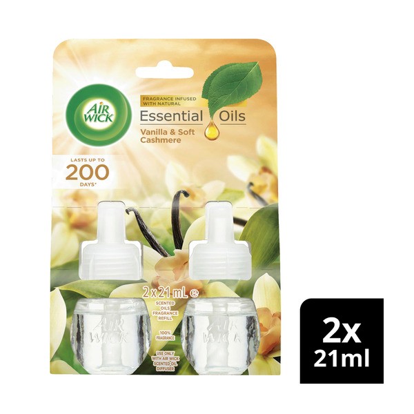 Air Wick Essential Oils Vanilla & Soft Cashmere Plug in Diffuser Refill | 2 pack