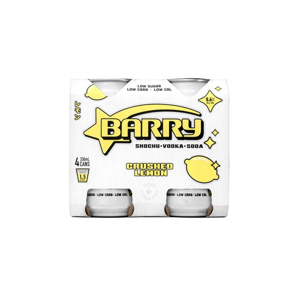 Barry Crushed Lemon Can 330mL | 4 Pack