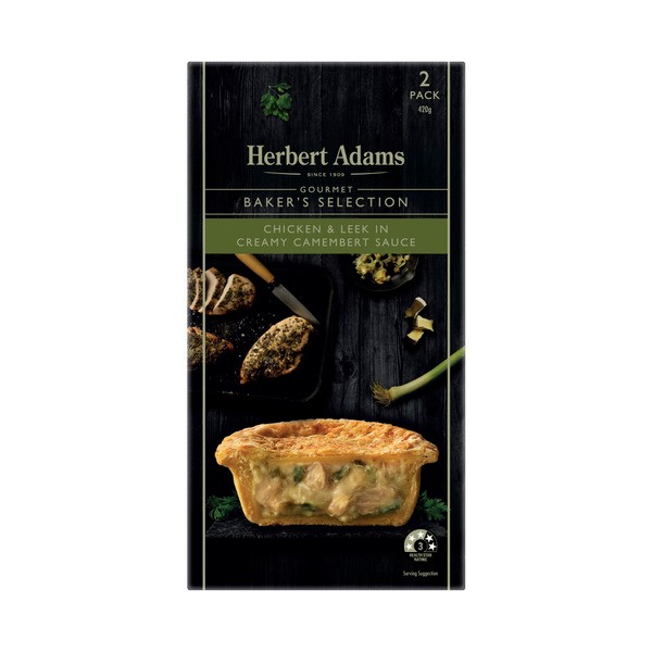 Herbert Adams Frozen Chicken & Leek Pie 2 pack | 420g