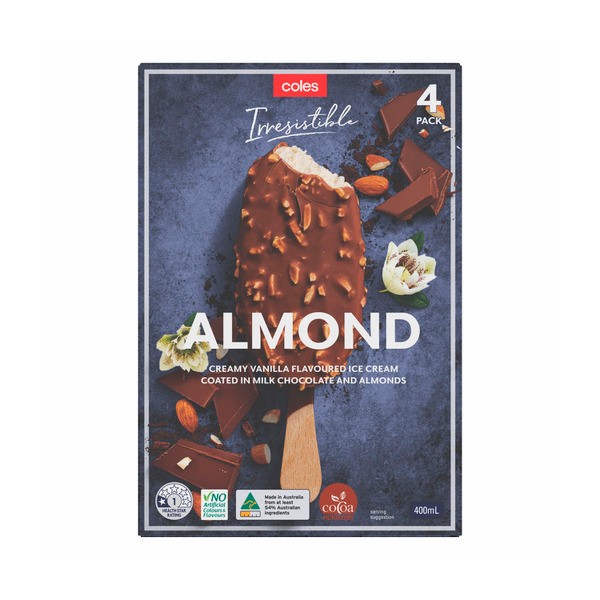 Coles Irresistible Almond Ice Cream 4 Pack | 400mL
