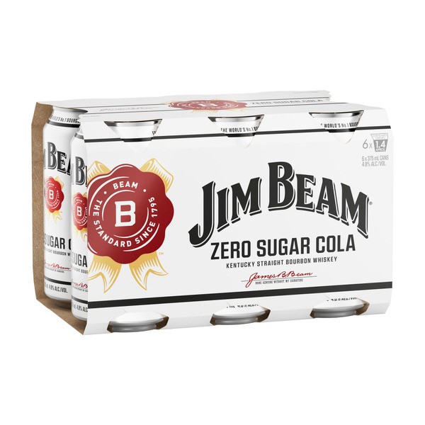 Jim Beam Zero Sugar Cola Cans 375mL | 6 Pack
