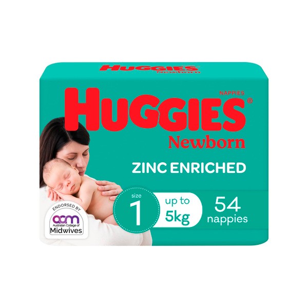 Huggies Newborn Nappies Size 1 (up to 5kg) | 54 pack