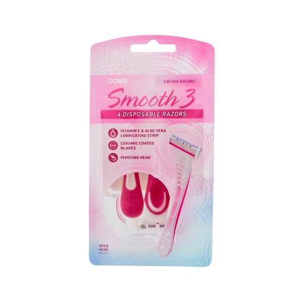 Coles Smooth 3 Disposable Razors | 4 pack