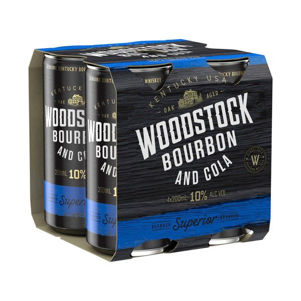 Woodstock Bourbon & Cola 10% Can 200mL | 4 Pack