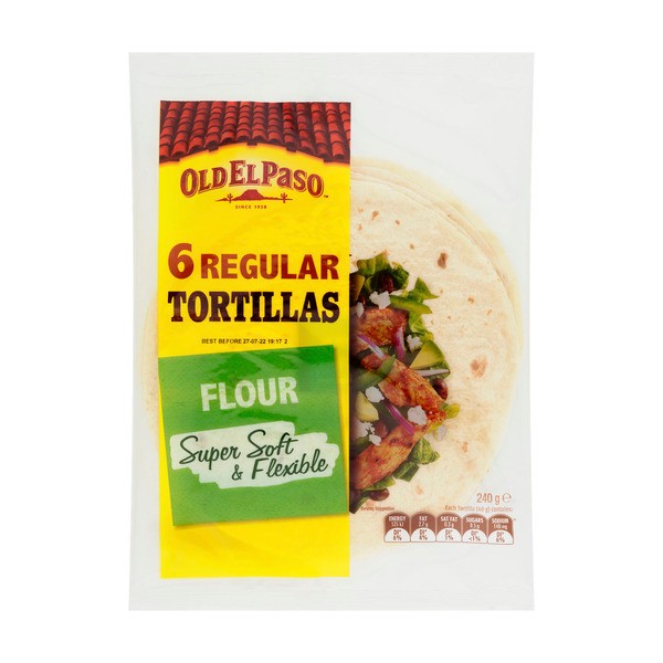 Old El Paso Regular Tortillas Fajita 6 Pack | 240g