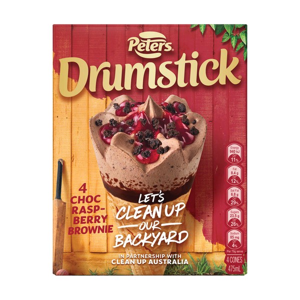 Peters Drumstick Cua Choc Raspberry Brownie 4 Pack | 475mL