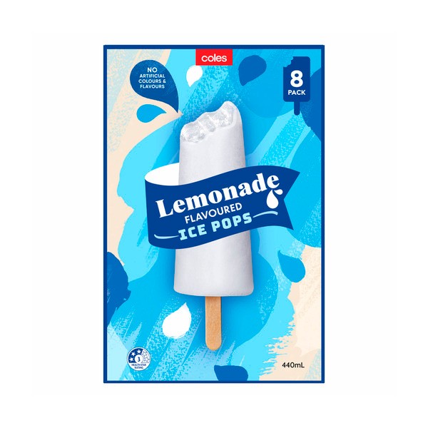 Coles Lemonade Ice Poles 8 Pack | 480g
