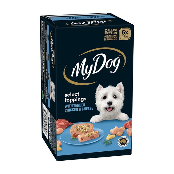 My Dog Adult Wet Dog Food Select Toppings With Tender Chicken & Cheese 6x100G Trays | 6 pack
