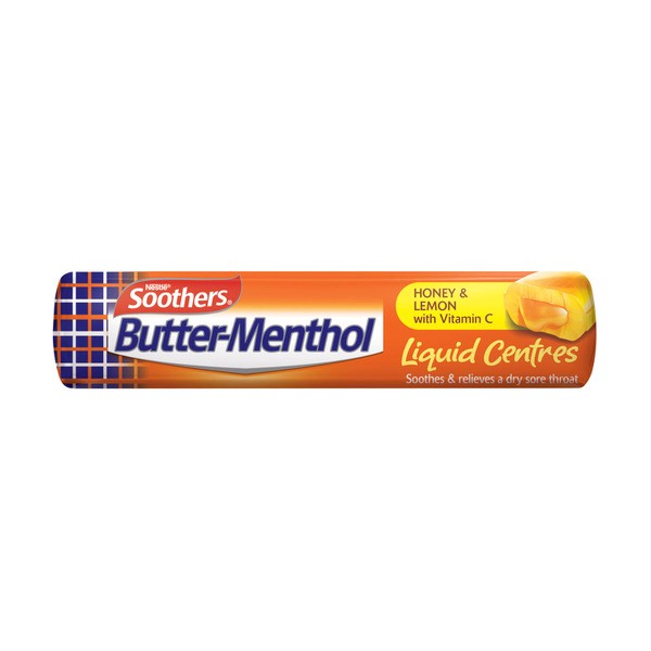 Soothers Butter Menthol Liquid Centre Honey Lemon Throat Lozenges | 10 pack