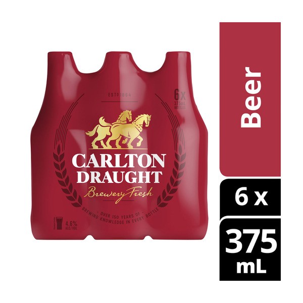 Carlton Draught Bottle 375mL | 6 Pack