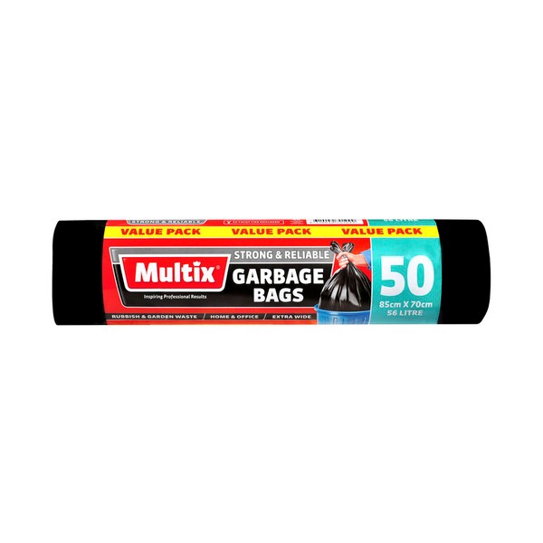 Multix Extra Wide Garbage Bags 85cm x 70cm 56L | 50 pack