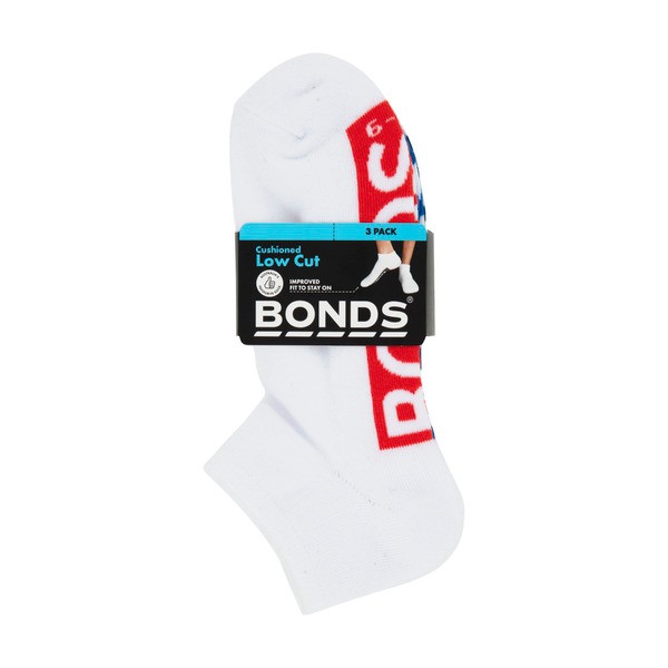Bonds Mens Logo Low Cut 6-10 | 3 pack