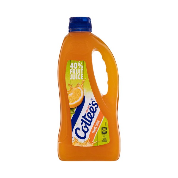 Cottees Orange Cordial Orange Crush with 40% Fruit Juice Bottle | 1L