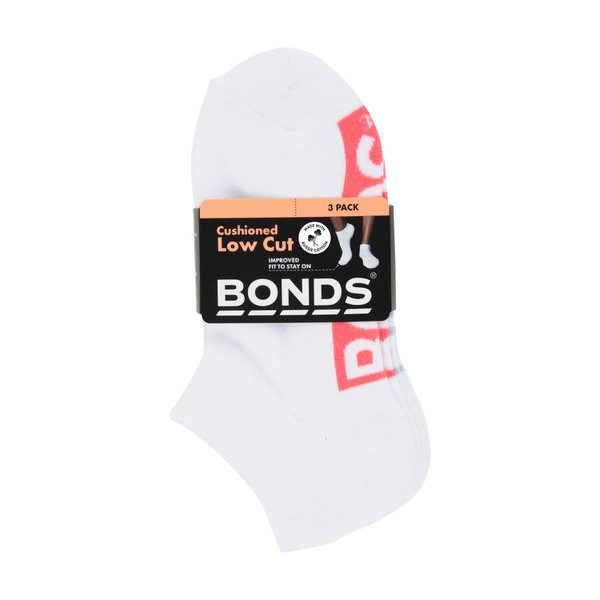 Bonds Women's Logo Low Cut L7292U Size 8-11 | 3 pack