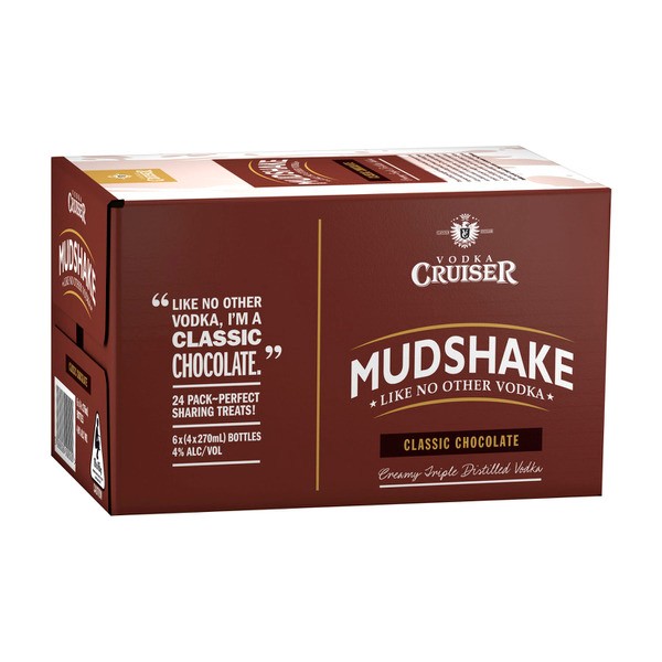 Vodka Cruiser Mudshake Chocolate Bottle 270mL | 24 Pack
