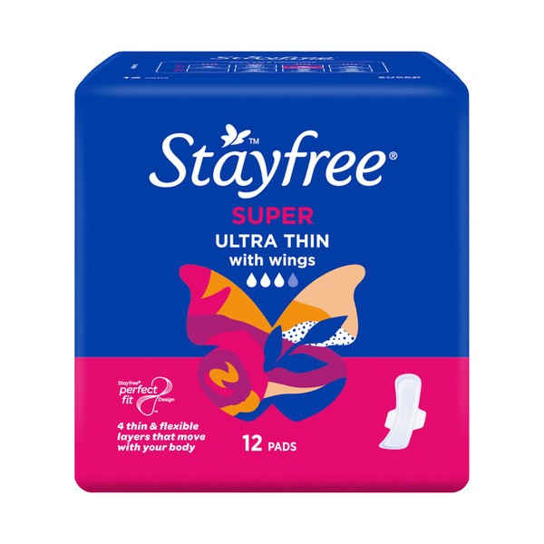 Stayfree Ultra Thin Super Pads With Wings | 12 pack