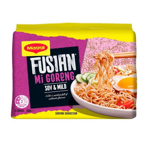 Maggi Fusian Instant Noodles Soy & Mild Spice Flavour 5 Pack | 360g