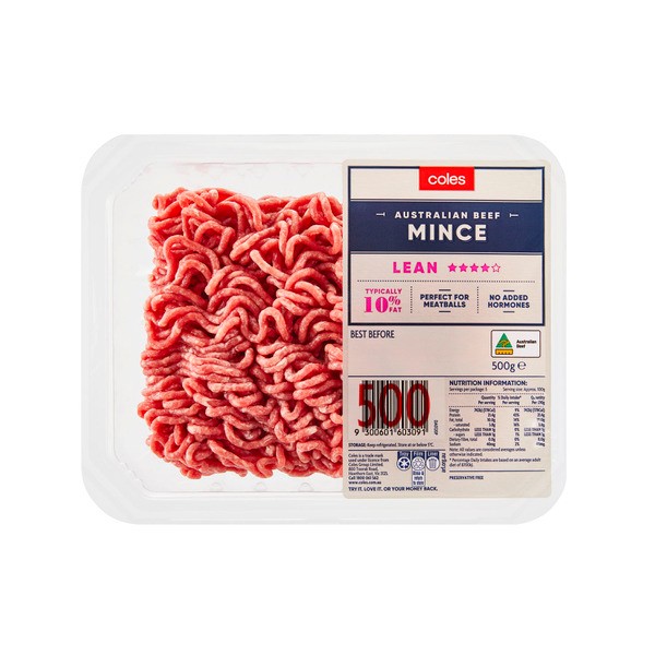 Coles No Added Hormone Beef 4 Star Lean Mince | 500g