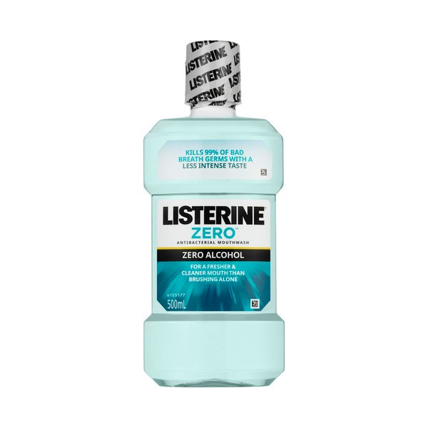 Listerine Zero Alcohol Antibacterial Mouthwash Less Intense Taste | 500mL