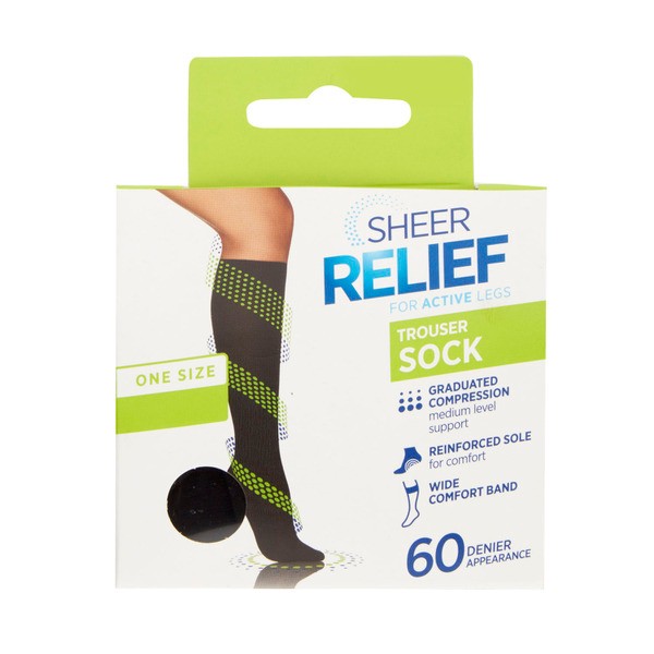 Kolotex Sheer Relief Trouser Sock Black One size Fits All | 1 pack