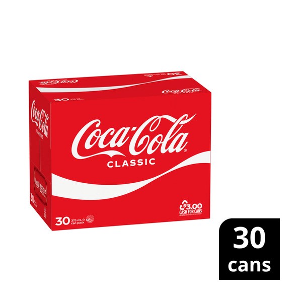 Coca-Cola Classic Soft Drink Multipack Cans 30x375mL | 30 Pack