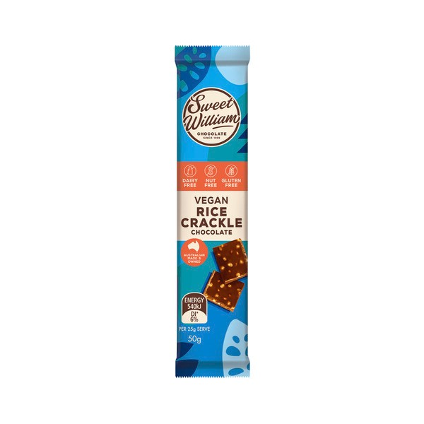 Sweet William Dairy Free Vegan Rice Crackle Chocolate Bar | 50g