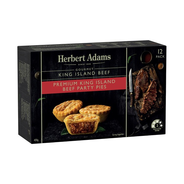 Herbert Adams Premium Gourmet King Island Beef Party Pies 12 pack | 420g
