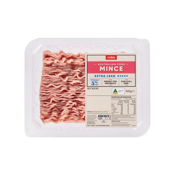 Coles 5 Star Extra Lean Pork Mince | 500g