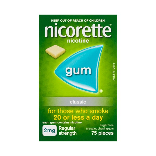 Nicorette Quit Smoking Regular Strength Nicotine Gum Classic | 75 pack