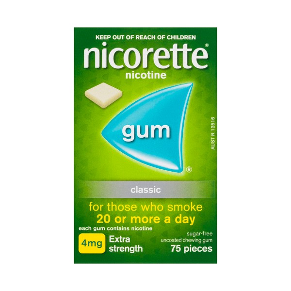 Nicorette Quit Smoking Extra Strength Nicotine Gum Classic | 75 pack