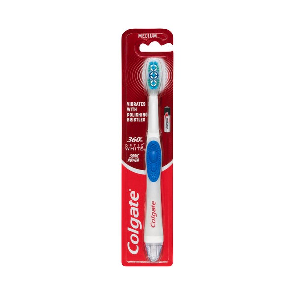 Colgate 360 Optic White Medium Battery PoWer Whitening Toothbrush | 1 pack